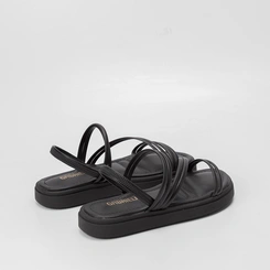 Sandália Papete Gabriela Tiras Slim Preto