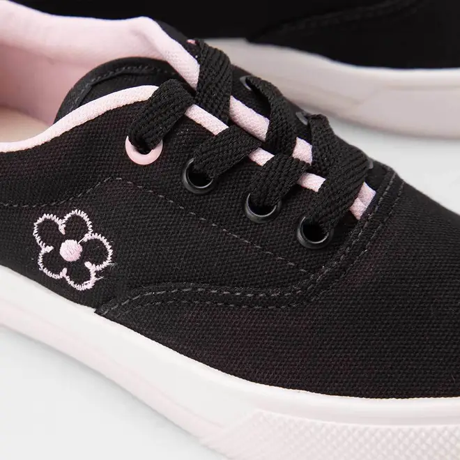 Tênis Infantil Vertus Casual Flor Lateral Preto