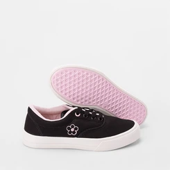 Tênis Infantil Vertus Casual Flor Lateral Preto