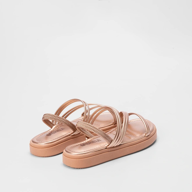 Sandália Papete Gabriela Tiras Slim Rose Gold