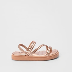 Sandália Papete Gabriela Tiras Slim Rose Gold