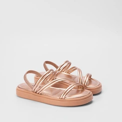 Sandália Papete Gabriela Tiras Slim Rose Gold