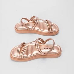 Sandália Papete Gabriela Tiras Slim Rose Gold
