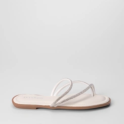 Rasteira Penélope Tiras Cruzadas Strass Off White