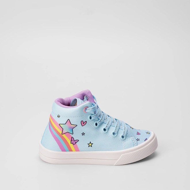 Tênis Infantil Vertus Cano Alto Rainbow Azul