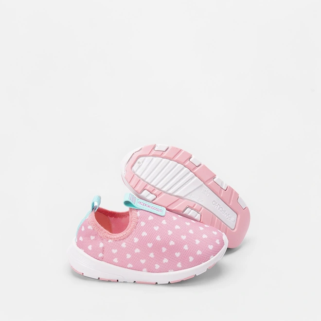 Tênis Bebê Pimpolho Slip On Mini Coração Rosa