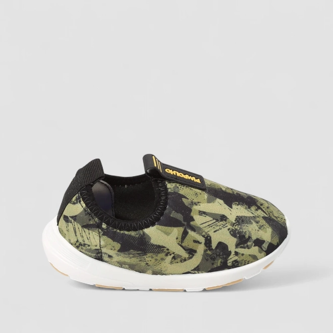 Slip On Infantil Pimpolho Calce Fácil Estampa Camuflada Verde