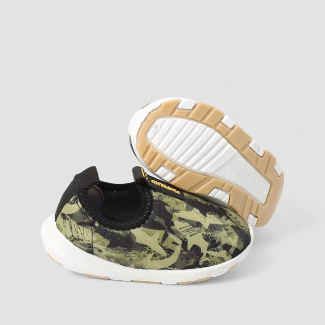Slip On Infantil Pimpolho Calce Fácil Estampa Camuflada Verde