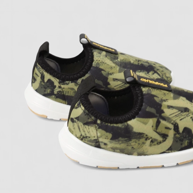 Slip On Infantil Pimpolho Calce Fácil Estampa Camuflada Verde