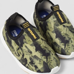 Slip On Infantil Pimpolho Calce Fácil Estampa Camuflada Verde