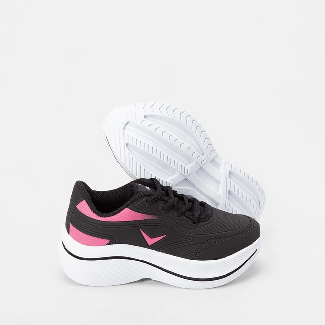 Tênis Infantil Vertus Jogging Detalhe Rosa & Preto