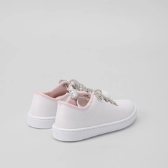 Tênis Infantil Molekinha Casual Zíper Cadarço Strass Branco