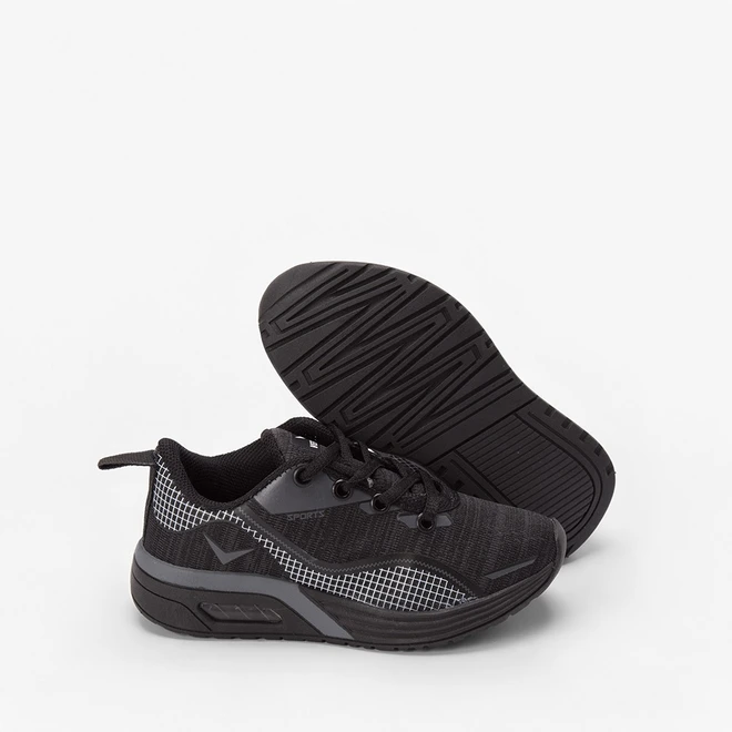 Tênis Infantil Vertus Jogging Detalhe Square Preto