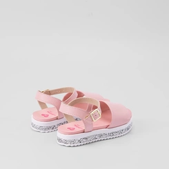 Sandália Infantil Molekinha Fun Flatform Glitter Metalizado Rosa