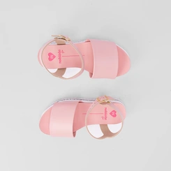 Sandália Infantil Molekinha Fun Flatform Glitter Metalizado Rosa