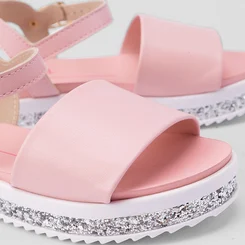 Sandália Infantil Molekinha Fun Flatform Glitter Metalizado Rosa