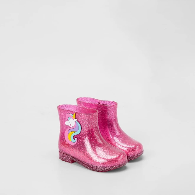Galocha Infantil Charmosinha Chic Glitter Unicornio Rosa