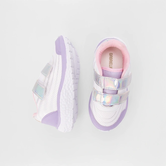 Tênis Infantil Gabrielinha Jogging Lilás & Branco