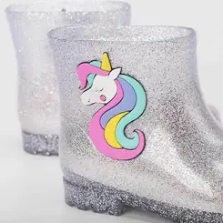 Galocha Infantil Charmosinha Chic Glitter Unicornio Prata