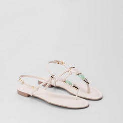 Sandália Rasteira Gabriela Detalhe Pedraria Off White