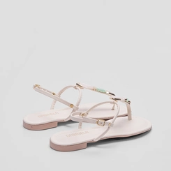 Sandália Rasteira Gabriela Detalhe Pedraria Off White