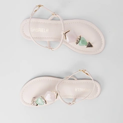 Sandália Rasteira Gabriela Detalhe Pedraria Off White