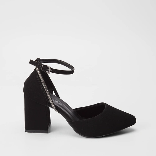 Scarpin Penélope Tira Strass Nobuck Preto