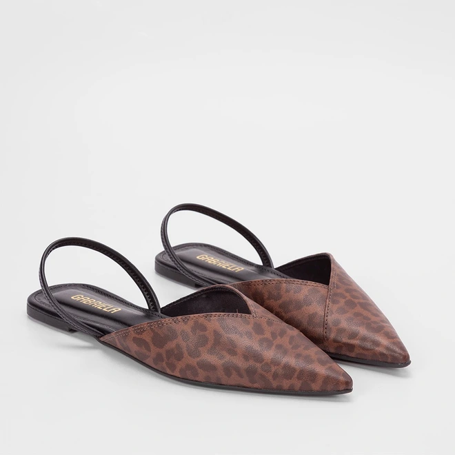 Sapatilha Slingback Gabriela Tira Elástico Onça