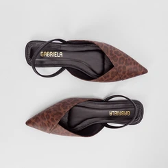 Sapatilha Slingback Gabriela Tira Elástico Onça