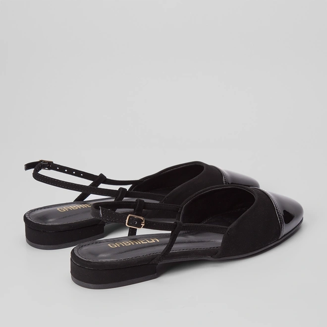 Scarpin Slingback Gabriela Recorte Nobuck Preto