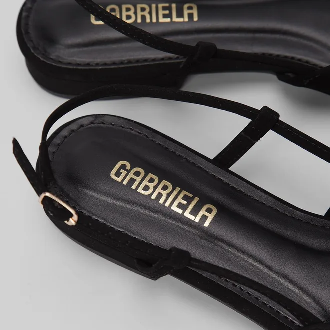 Scarpin Slingback Gabriela Recorte Nobuck Preto