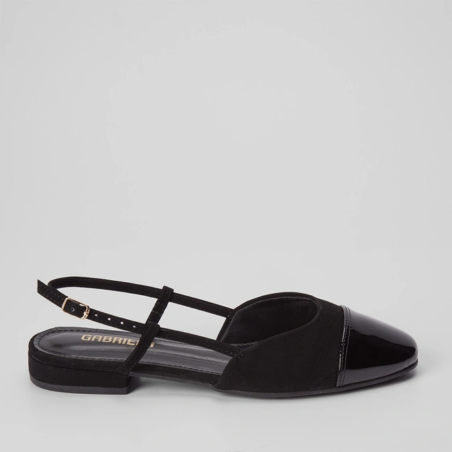 Scarpin Slingback Gabriela Recorte Nobuck Preto