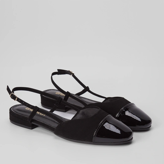 Scarpin Slingback Gabriela Recorte Nobuck Preto