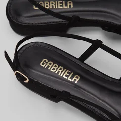 Scarpin Slingback Gabriela Recorte Nobuck Preto