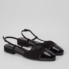 Scarpin Slingback Gabriela Recorte Nobuck Preto