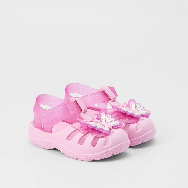 Sandália Bebê Gabrielinha Detalhe Borboleta Glitter Rosa