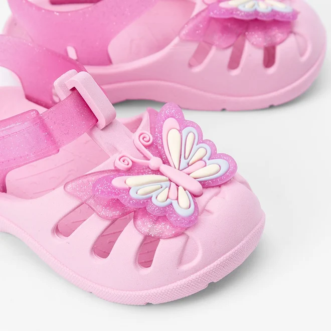 Sandália Bebê Gabrielinha Detalhe Borboleta Glitter Rosa