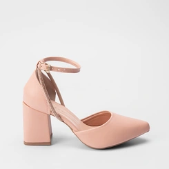 Scarpin Feminino Penélope Tira Strass Nude