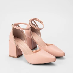 Scarpin Feminino Penélope Tira Strass Nude