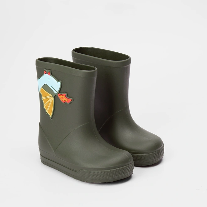 Galocha Infantil Vertus Flat Dinossauro Verde