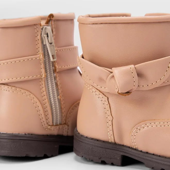 Bota Bebê Gabrielinha Detalhe Laço Lateral Nude