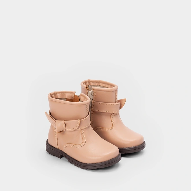 Bota Bebê Gabrielinha Detalhe Laço Lateral Nude