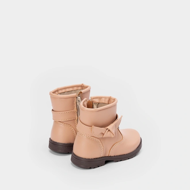 Bota Bebê Gabrielinha Detalhe Laço Lateral Nude
