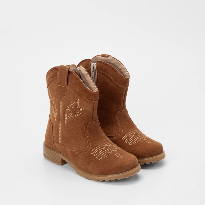 Bota Infantil Gabrielinha Country Camurça Marrom