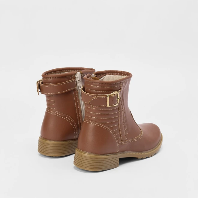 Bota Infantil Gabrielinha Pespontos & Fivela Marrom