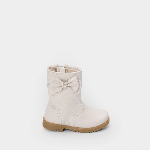 Bota Montaria Bebê Gabrielinha Laço Strass Matelassê Off White
