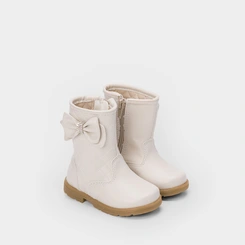 Bota Montaria Bebê Gabrielinha Laço Strass Matelassê Off White