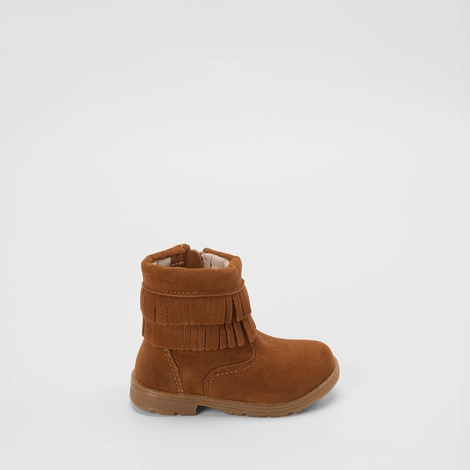Bota Bebê Gabrielinha Country Texana Franjinha Camurça Caramelo