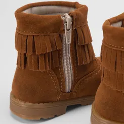Bota Bebê Gabrielinha Country Texana Franjinha Camurça Caramelo