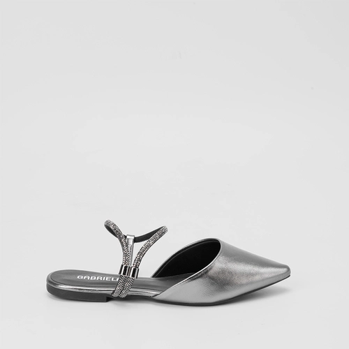 Sapatilha Slingback Gabriela Tira Strass Grafite